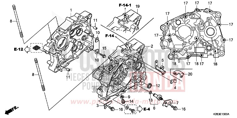 CARTER MOTEUR de CRF125F "Petites Roues" EXTREME RED (R292) 2019